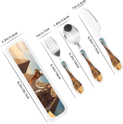 3-Piece Kids Silverware Set With Storage Case, Stainless Steel Reusable Children Safe Knife Spoon Fork Set Cartoon Cute Penguin Children Flatware Set For Kids Lunch Box