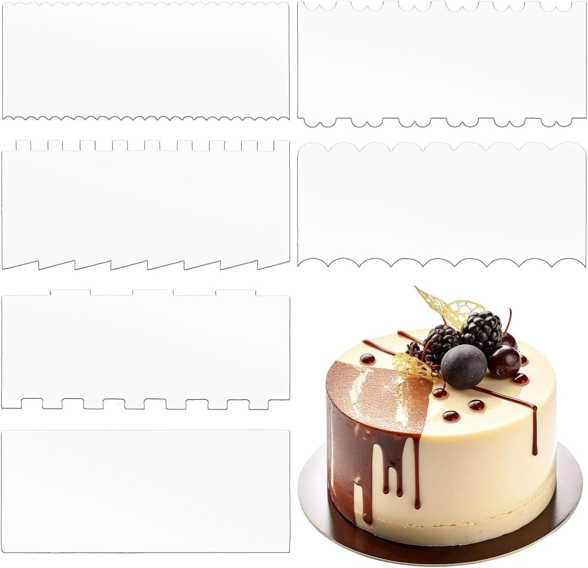 6‑Piece Clear Acrylic Cake Decorating Scraper Set