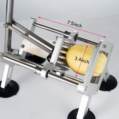French Fry Cutter, Stainless Steel Potato Cutter with 1/2-Inch and 3/8-Inch Blades, 4 Suction Feet, Removable Handle for Potatoes, Carrots and Cucumbers