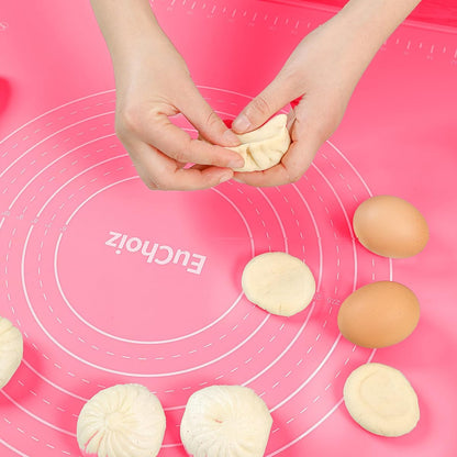 Silicone Pastry Mat 20"*16" Extra Thick Non Stick Baking Mat Food Grade Silicone Dough Rolling Bake Mat with Edge Heightening Blue