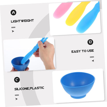 Didiseaon 1set Silicone Mixing Bowl Set Small Medium and Large Mixing Bowls Blue Pink Yellow Spatulas for Plaster Lab and Kitchen Use and Easy to Clean