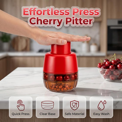 7-in-1 Cherry & Olive Pitter Tool, 2026 New Hand Push Cherry Pitter Tool Pit Remover, Multiple Cherry Pitter Corer with 7 Holes Portable Fruit Seed Remover for Fresh Cherry Dishes (Transparent Red)