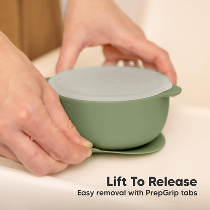 KeaBabies 2-Pack Baby Bowls with Suctions, Lids - Silicone Toddler Suction Bowls for Baby Boy, Girl, Kids, Food Grade Silicone, BPA-Free, Dishwasher Safe, Toddler Eating Essentials (Terracotta)