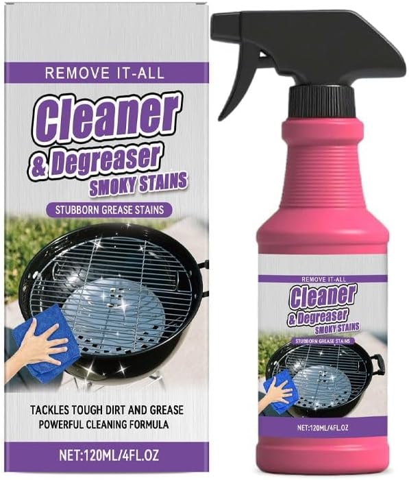 SakerPlus Heavy-Duty Grill Cleaner Spray, Degreaser for Grill Grates, BBQ Grills, Frying Pans and Cookware, Removes Baked-On Grease, Burnt-On Residue and Carbon Buildup (1PC)