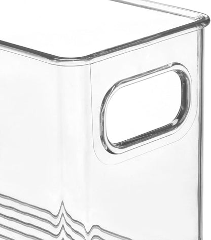 mDesign Deep Plastic Kitchen Storage Organizer Container Bin for Pantry, Cabinet, Cupboard, Shelves, Fridge, or Freezer - Holds Dry Goods, Sauces, Condiments, Drinks, Ligne Collection, 4 Pack, Clear