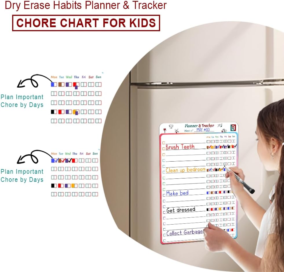 Pink Dry Erase Calendar for Fridge and Wall – Magnetic Acrylic Calendar 16x12 in, Dry Erase Board Reusable for Home or Office with 6 Liquid Chalk Markers | Pink Gifts for Women