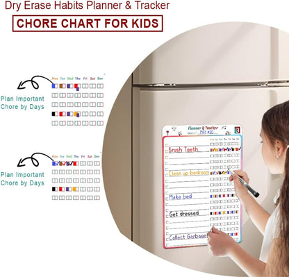 Pink Dry Erase Calendar for Fridge and Wall – Magnetic Acrylic Calendar 16x12 in, Dry Erase Board Reusable for Home or Office with 6 Liquid Chalk Markers | Pink Gifts for Women