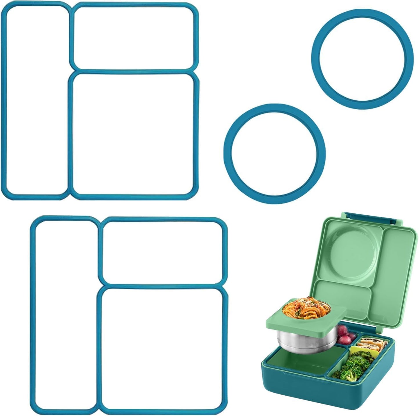 4 pack Lid Seal Gasket For OmieBox,Fit Seal Replacement for Kids Bento Box,Made from Food-Safe Silicone Rubber,Essential Lunch Bento Box Accessories for Kids,Ensures Leak-Proof Freshness(Blue&Purple)