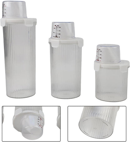 Food Cereal Storage Container With Pour Spout And Measuring Cup, Airtight Plastic Rice Dispenser For Pantry, Grains(Small+Medium+Large)