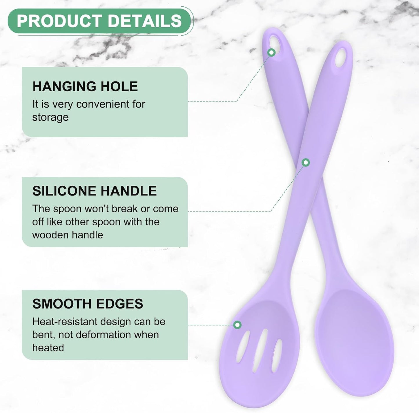 M METERXITY 2-Pack Silicone Cooking Spoons, 10.6" Mixing Nonstick Slotted and Solid Serving Spoons, Heat Resistant Utensils for Kitchen/Cooking/Baking/Stirring