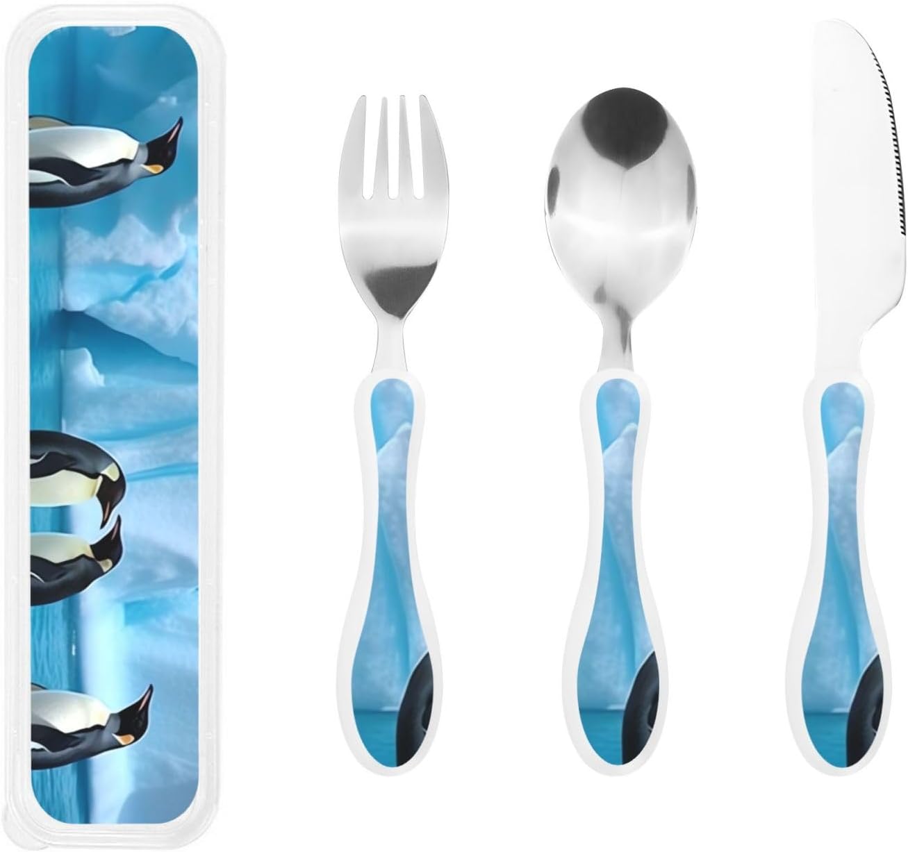 3-Piece Kids Silverware Set With Storage Case, Stainless Steel Reusable Children Safe Knife Spoon Fork Set Grim Reaper Children Flatware Set For Kids Lunch Box