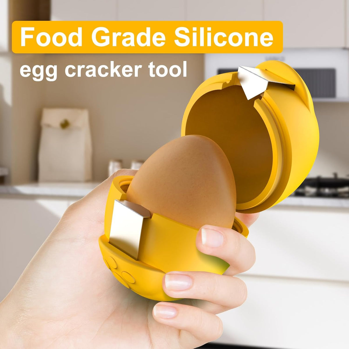 Egg Cracker, Silicone Egg Shell Opener, Cute Egg Shaped Design, Opens Eggs with Ease, A Little Happiness Boost for Your Kitchen.(Color: Red, 2-Pack)