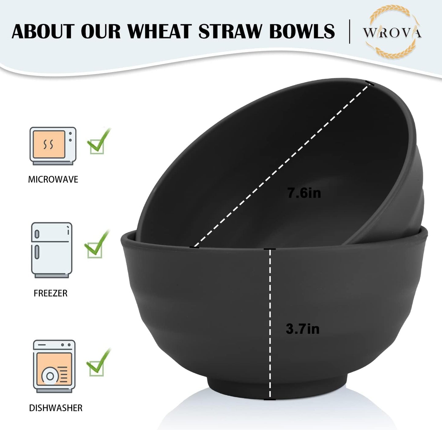 Wheat Straw Bowl Sets,8 PCS Unbreakable Cereal Bowl 26 OZ,Microwave and Dishwasher Safe Bowls,Bowl Sets for Camping and Picnic BPA Free Colorful Salad Bowls for Serving Soup,Oatmeal and Fruit Etc…