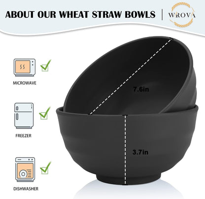 Wheat Straw Bowl Sets,8 PCS Unbreakable Cereal Bowl 26 OZ,Microwave and Dishwasher Safe Bowls,Bowl Sets for Camping and Picnic BPA Free Colorful Salad Bowls for Serving Soup,Oatmeal and Fruit Etc…