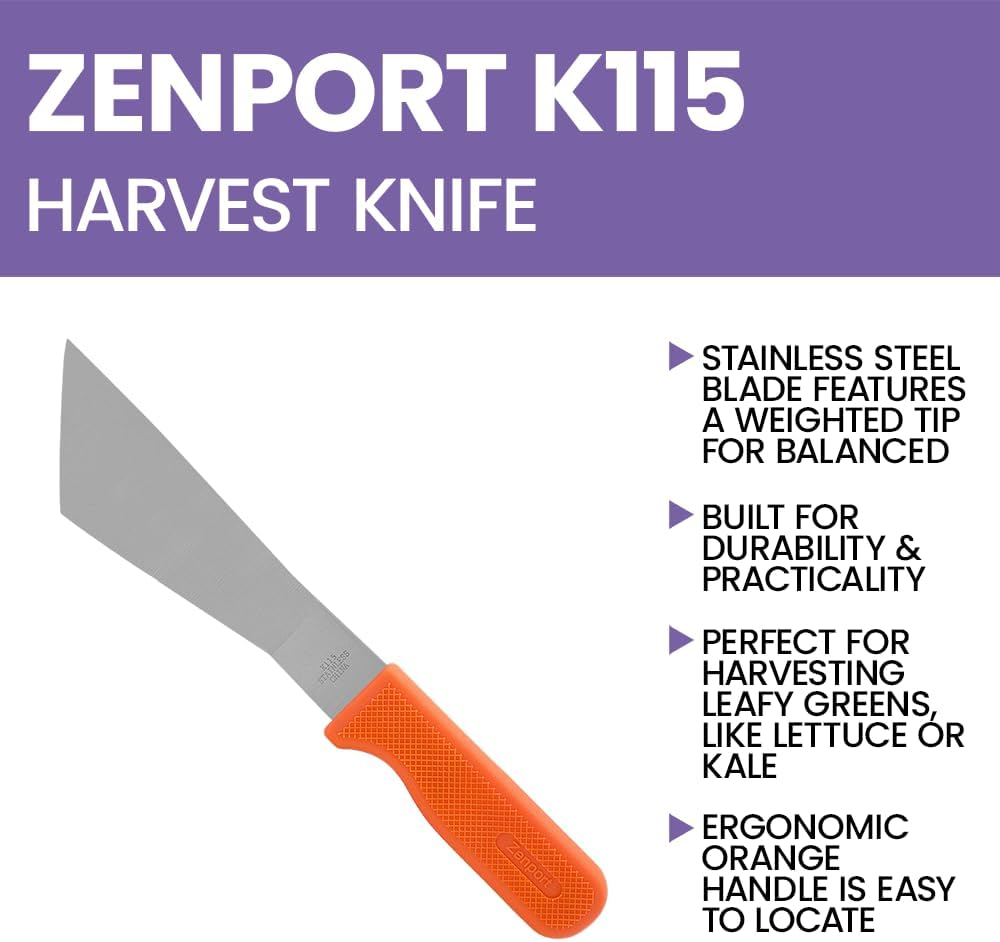 Zenport Crop Harvest Knife, Lettuce Trimmer, 7.25-Inch Blade