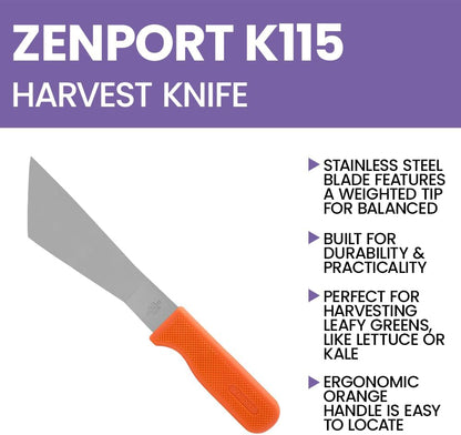 Zenport Crop Harvest Knife, Lettuce Trimmer, 7.25-Inch Blade