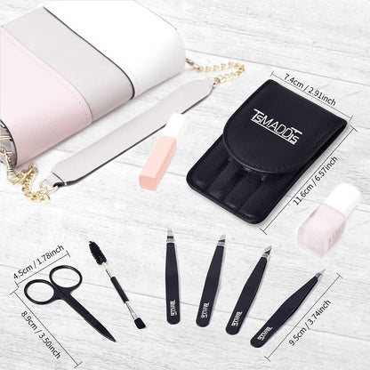 TsMADDTs Eyebrow Tweezers Set and Curved Scissor, Professional Stainless Steel Tweezers for Women and Men, Splinter and Ingrown Hair Removal