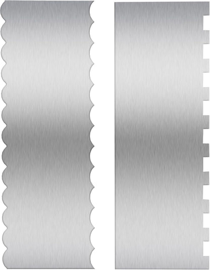 Dual-Edged Stainless Steel Cake Scrapers, 2 Pcs