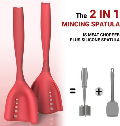 Meat Chopper Mincing Spatula, Silicone Hamburger Grinder for Ground Beef