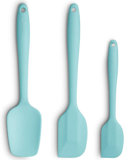 Silicone Spatula 3-piece Set, Ergonomic Handle High Heat-Resistant Spatulas, Non-stick Rubber Spatulas with Stainless Steel Core, Black