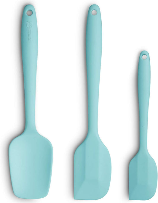 Silicone Spatula 3-piece Set, Ergonomic Handle High Heat-Resistant Spatulas, Non-stick Rubber Spatulas with Stainless Steel Core, Black