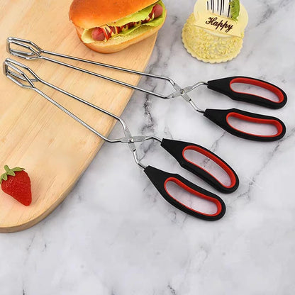 2Pcs Scissor Tong, Stainless Steel Kitchen Tongs with No-n-Slip Comfortable Grip, Multi Function Kitchen Tongs Set for Baking, Cooking, Grilling & Serving
