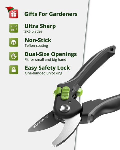 2pcs 6.5" Pruning Shears for Gardening Ultra Sharp Garden Scissors