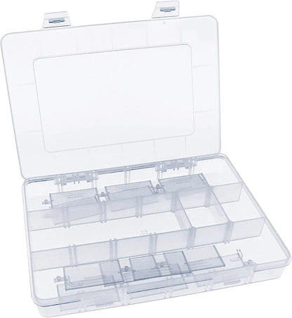 Xiaoyztan Clear Plastic Organizer, 12 Grids with Adjustable Dividers, Jewelry Box Bead Storage Container for Small Parts, Fishing Tackle, DIY Crafts, and Earrings