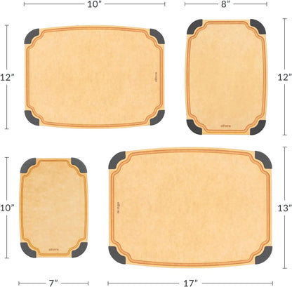 Elihome Essential Series 2-in1 Wood Cutting Board Set for Kitchen, Wooden Board for Chopping Vegetables, Bread, Cheese, Meat, Salad, Bread Board for Countertop, Butcher Block, Non-Slip
