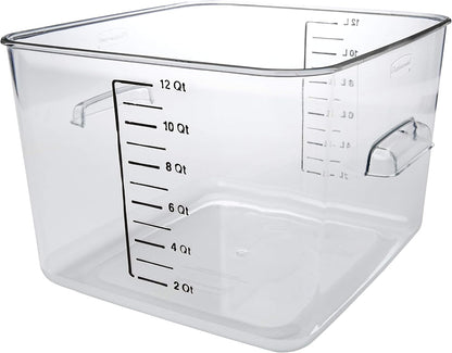 Rubbermaid Commercial Products Space Saving Square Food Storage Container 6 Quart Clear for Kitchen/Sous Vide/Meal Prep