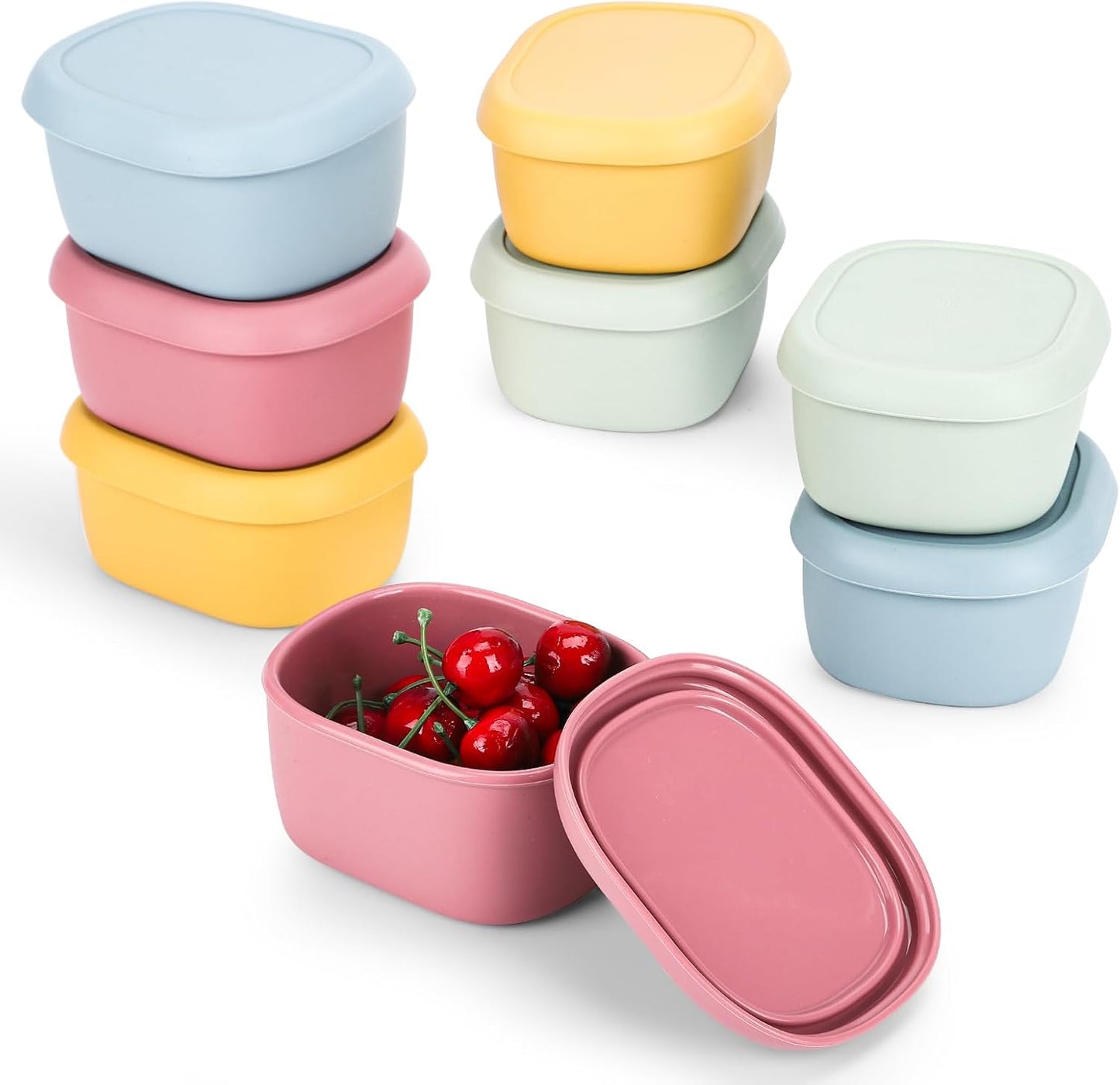 4 Pcs Silicone Food Storage Containers with Lids，BPA Free Reusable Silicone Storage Containers for Food Freezer Containers Freezer Dishwasher Safe (33.8oz, 20oz, 10oz, 6.7oz)