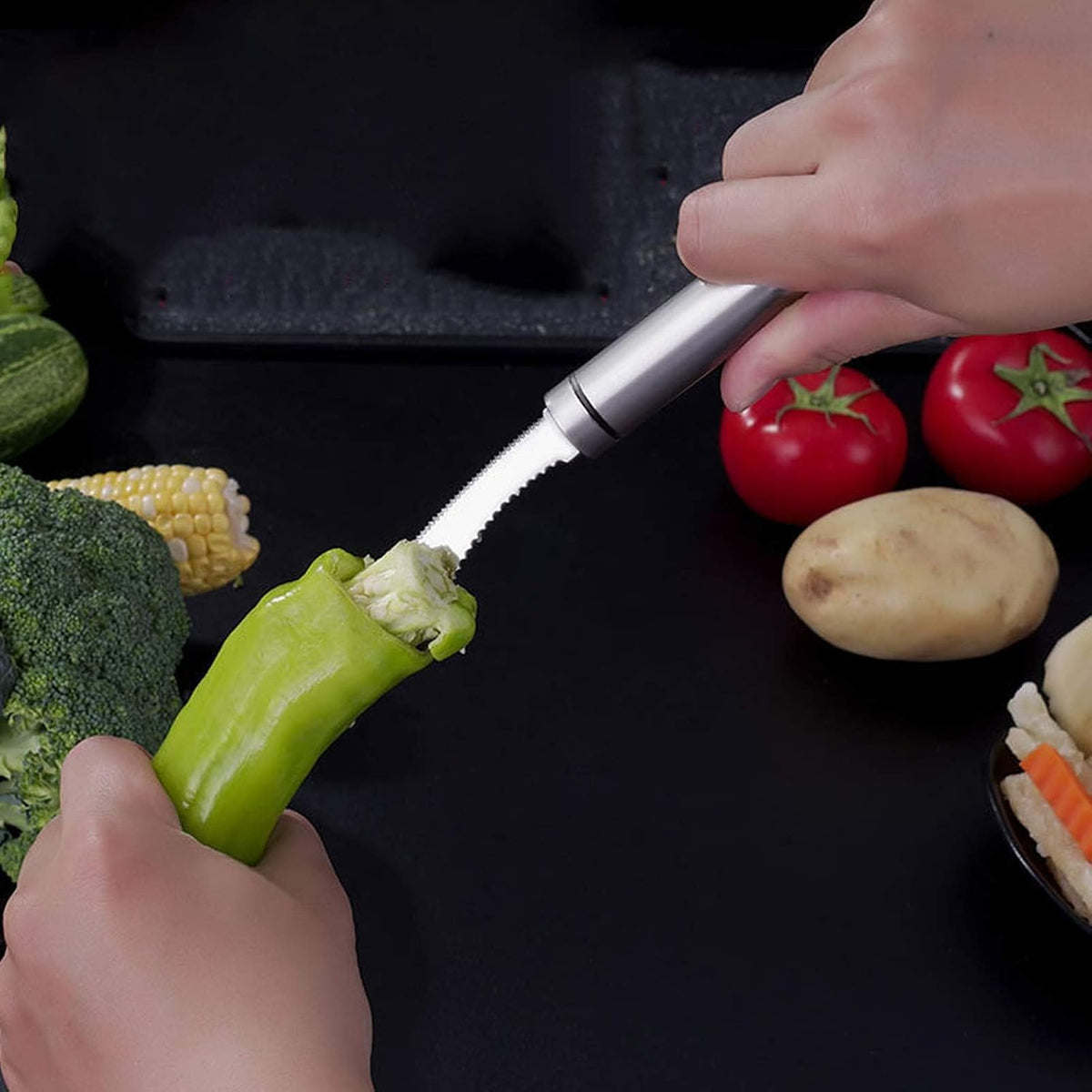 Jalapeno Corer,2PCS Cucumber Corer Jalapeno Corer Tool Rubber Handle