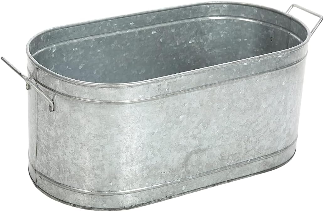 Hosley Galvanized Carry All Kitchen Utensil Caddy Serve Ware 13 Inch Long. Ideal for Floral Arrangements Party Garden Patio. O4