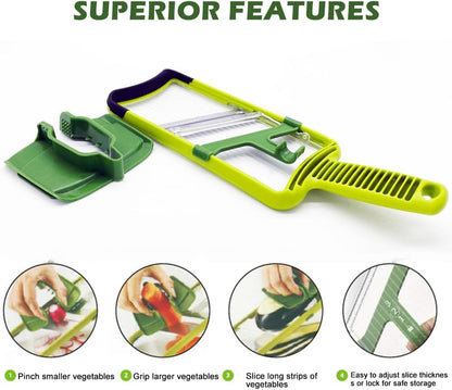 Multi Handheld Mandoline Slicer, Stainless Steel Professional Vegetable Slicer with Comfortable Grip, Vegetable Grater for Potatoes, Onions, Cucumbers, Cheese, Easy to Clean(Green)