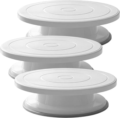 3 Pcs 11 Inch Rotating Cake Turntable, Smooth 360° Revolving Cake Stand
