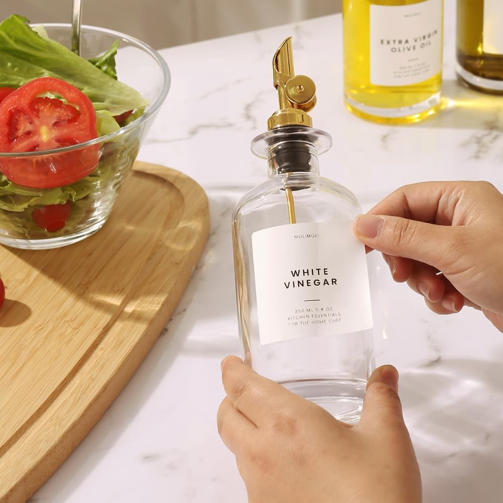 Molimoli - Premium Olive Oil Dispenser Bottles for Kitchen with Pourer - Oil and Vinegar Dispenser Set, Glass Dispenser for Kitchen, Dispenser Bottle of 350ml
