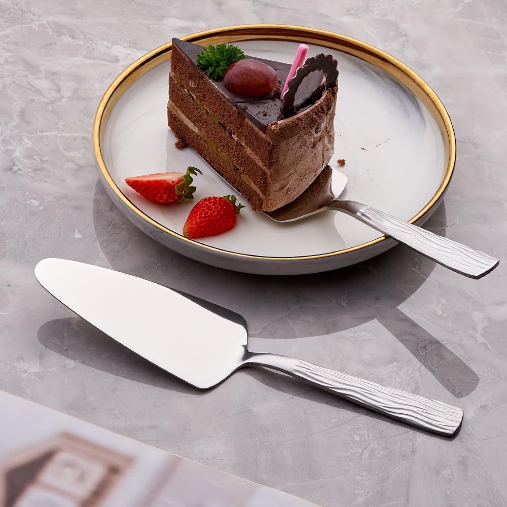 Silver Cake Server Set with Wave Handle, Stainless Steel, 3PCS