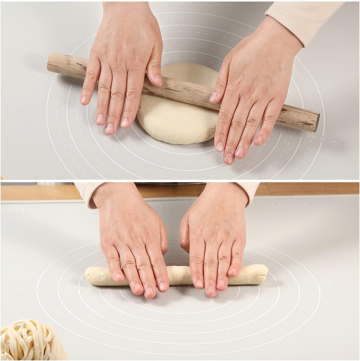 Silicone Pastry Mat 20"*16" Extra Thick Non Stick Baking Mat Food Grade Silicone Dough Rolling Bake Mat with Edge Heightening Blue