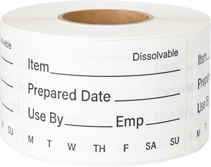 L LIKED 500 Pcs Dissolvable Food Labels Large Size 2" x 3" Food Storage Stickers Use by Shelf Life Labels for Food Storage