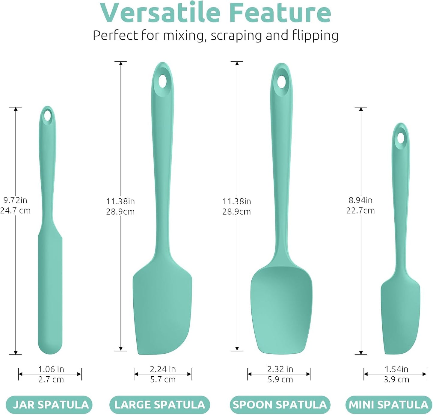 U-Taste Silicone Spatula Set with 600 Degrees Fahrenheit Heat Resistant (Black)