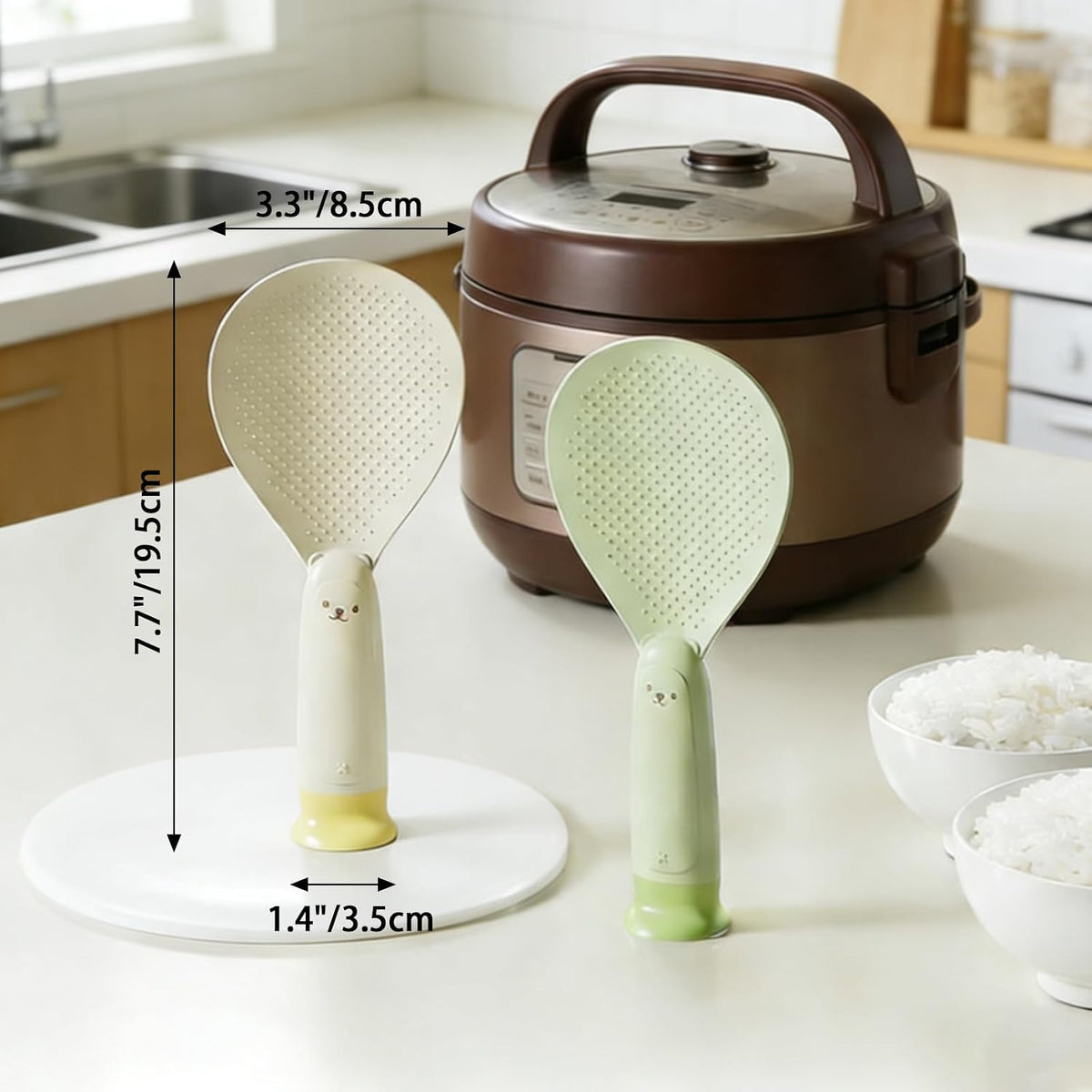2PCS Plastic Rice Spoon, Non Stick Standing Paddle, Heat Resistant Scooper
