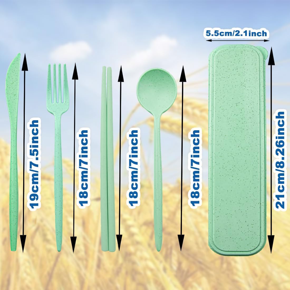 ELANE 4 Sets Reusable Travel Utensils Set with Case,Camping Cutlery Set Reusable Cutlery Set with Case,Utensil Sets for Lunch Picnic Daily Use Outdoor