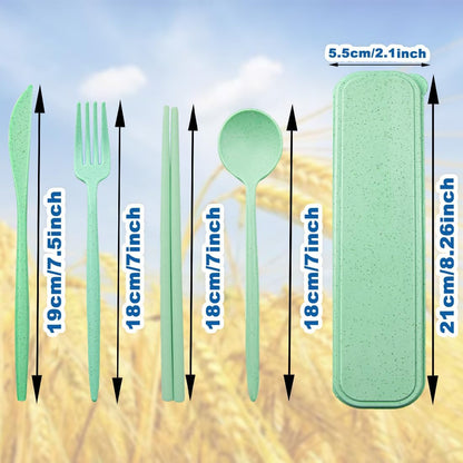 ELANE 4 Sets Reusable Travel Utensils Set with Case,Camping Cutlery Set Reusable Cutlery Set with Case,Utensil Sets for Lunch Picnic Daily Use Outdoor