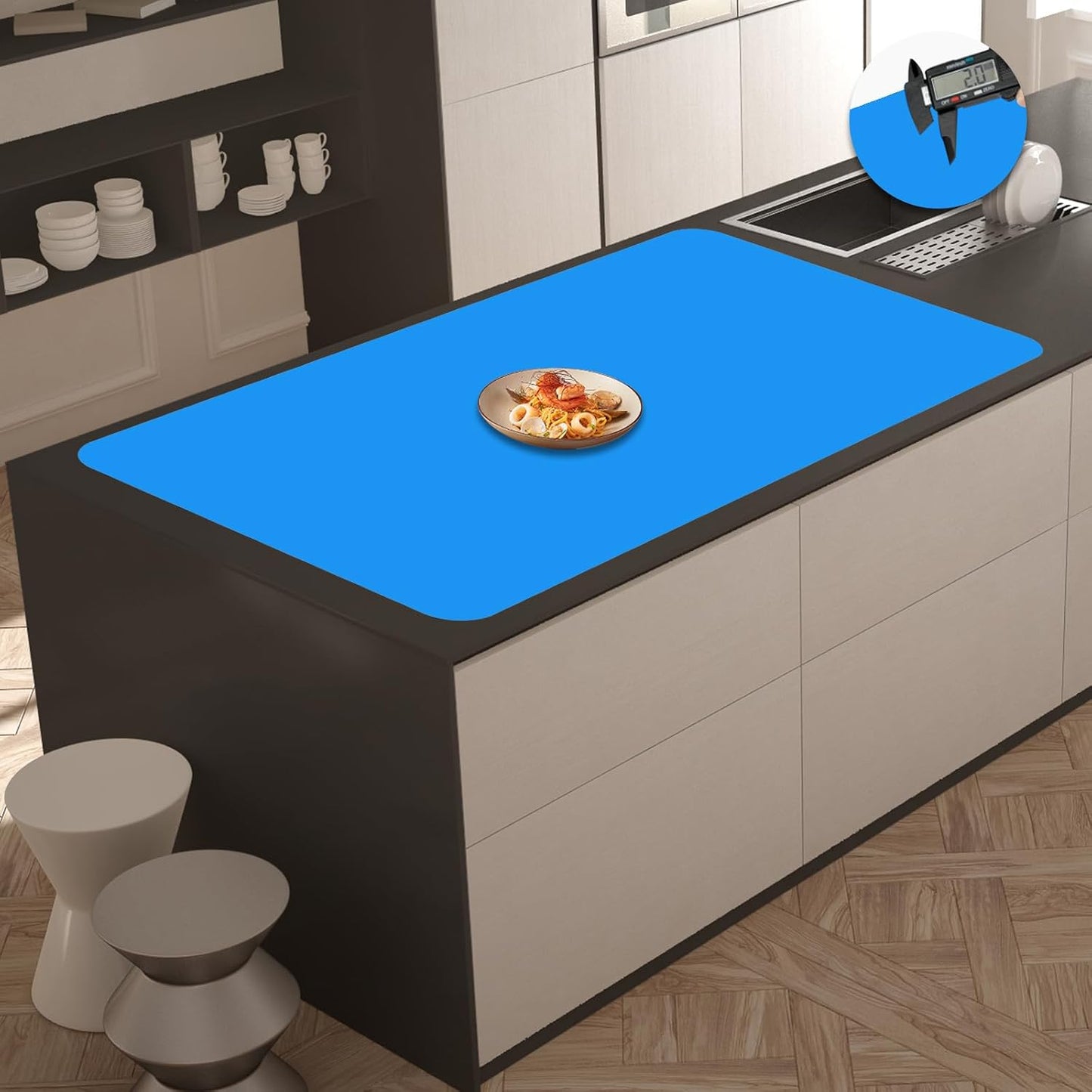 Super Large Silicone Mat, 120"x24" Silicone Mats for Kitchen Counter, Non-slip Heat Resistant Mat,Thicken Kitchen Counter Mat, Waterproof Countertop Protector for Craft (Black)