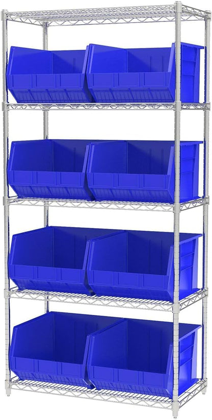 Akro-Mils 30270 AkroBins Plastic Storage Bins, Space-Saving Stackable Bins for Garage, Pantry, Craft Organization, 18" x 16" x 11", Clear, 3-Pack