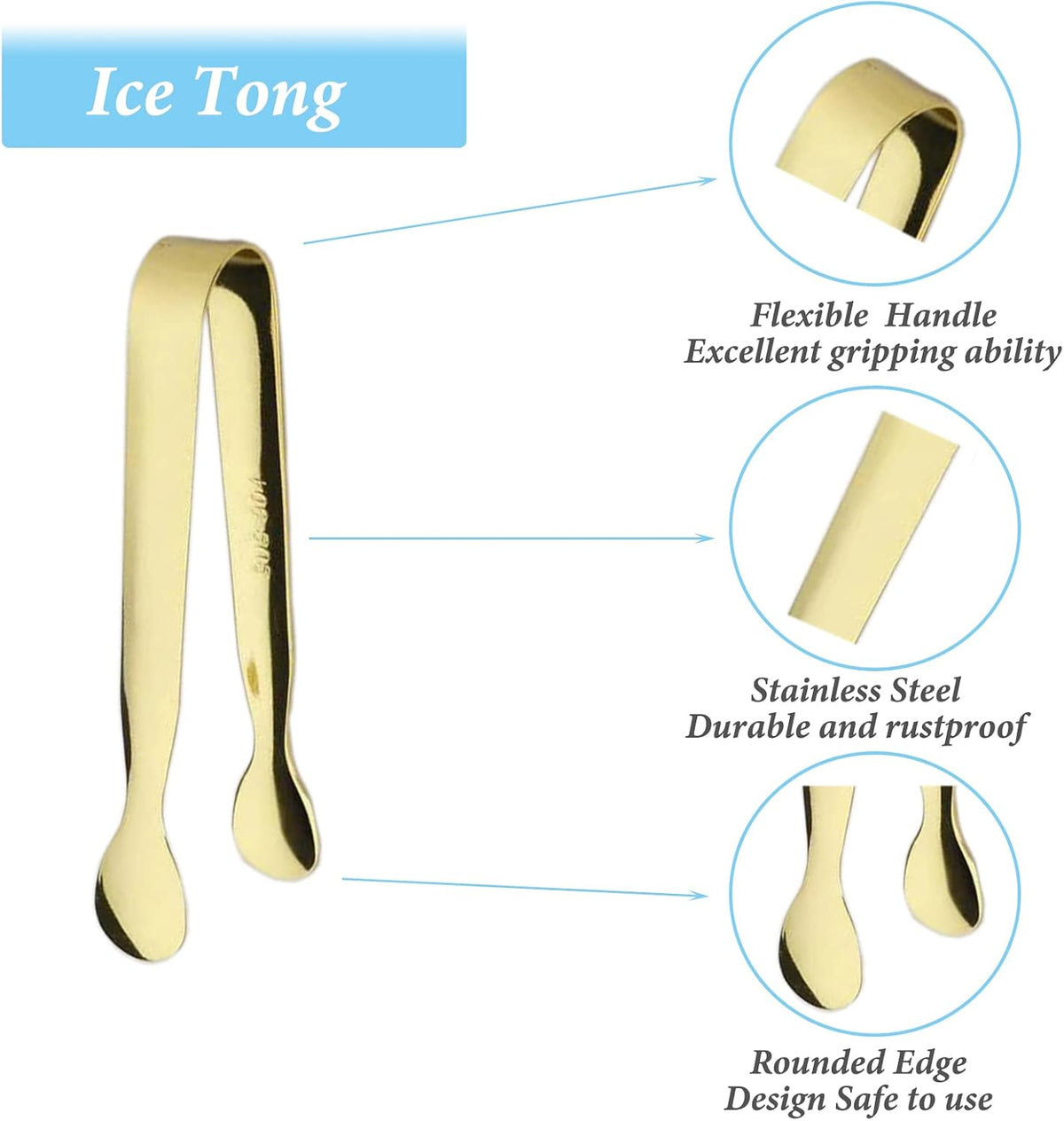 Ice Tongs Mini Sugar Tongs 4.25Inch Stainless Steel Kitchen Utensils Set,Small Serving Tong and Tiny Kitchen Tong for Appetizers,Tea Party, Coffee Bar, Desserts by Sunenlyst (Silver)