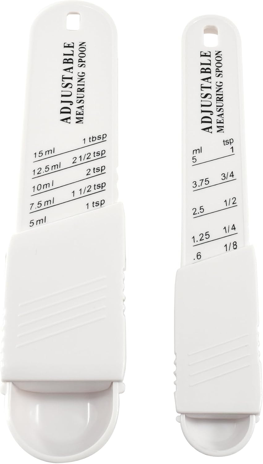R&M Adjustable Measuring Spoon Set – 2-Piece Tablespoon & Teaspoon Measuring Spoons, Dishwasher Safe