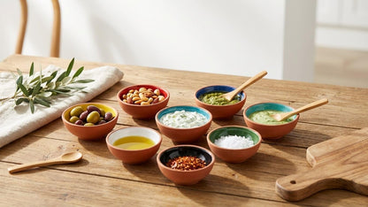Terracotta Pinch Bowls Set of 8 – Small Ceramic Prep Bowls for Spices, Sauces & Dips – Mini Dipping Bowl for Kitchen Prep, Serving & Charcuterie – Colorful Handmade-Style Bowl