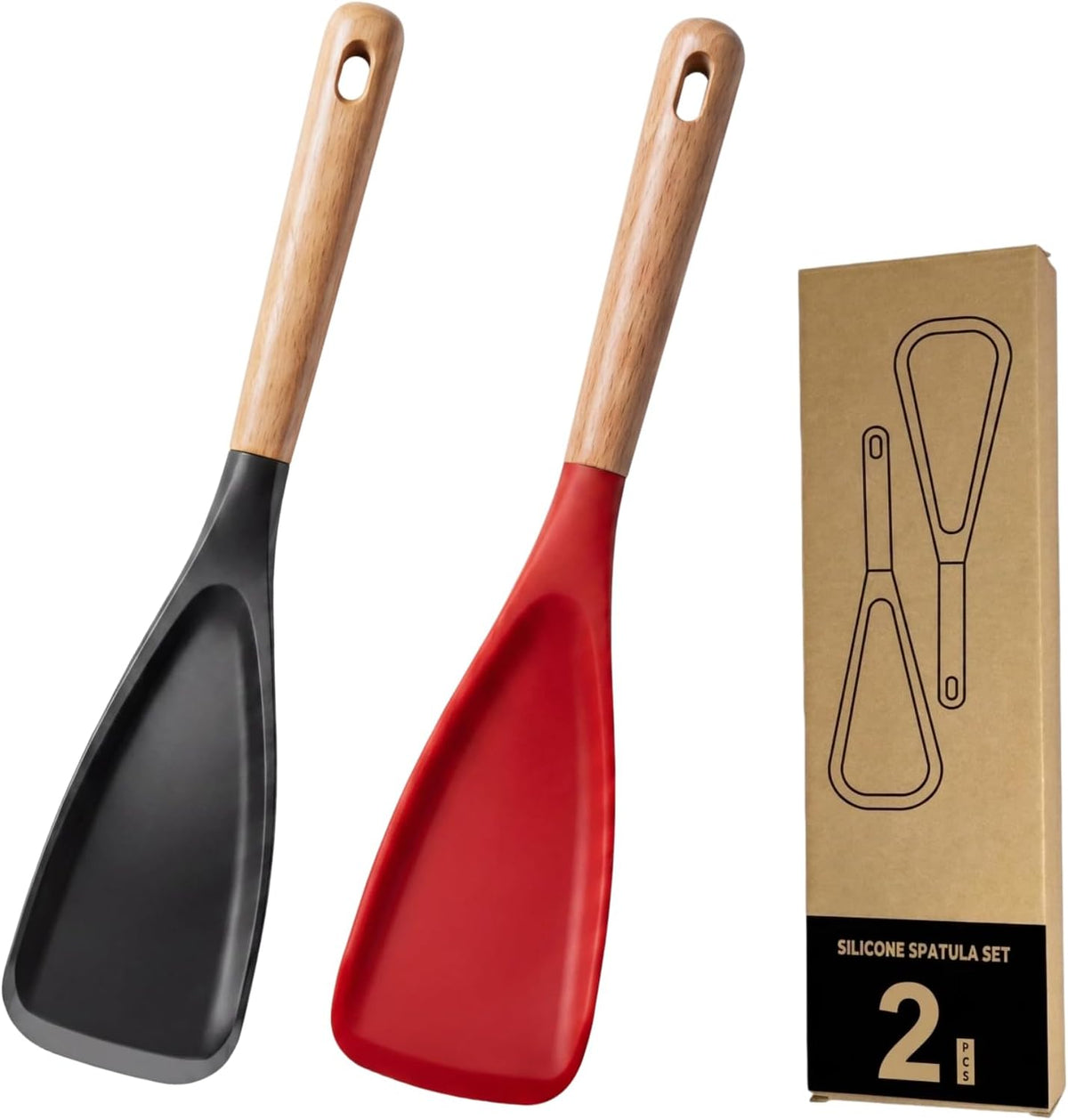 Silicone Cooking Spoon, Heat Resistant 600°F Spoonula for Nonstick Cookware