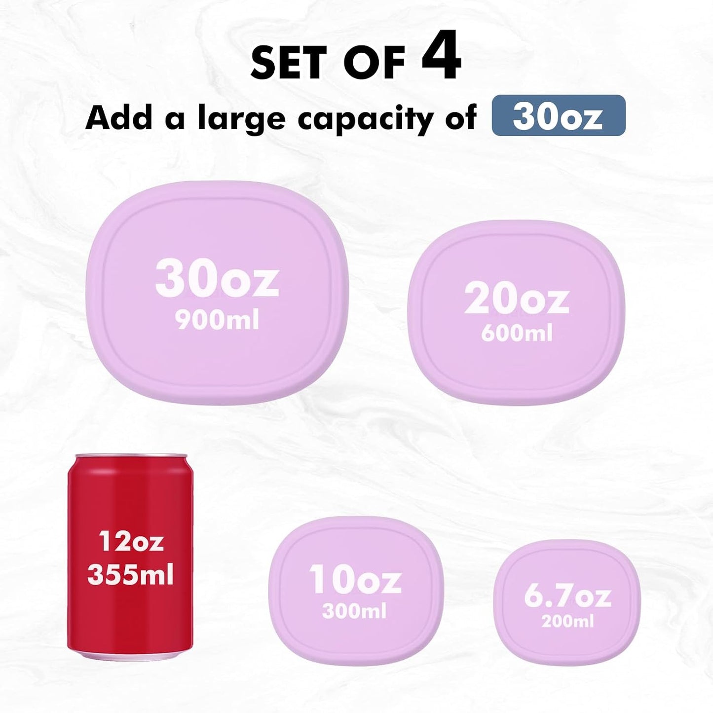 Anatole Silicone Food Storage Lunch Bento Box Set of 3 Reusable Nesting Containers with Lids BPA Free Dishwasher Microwave Oven Freezer Safe Leakproof (6.7oz, 10oz, 20oz)